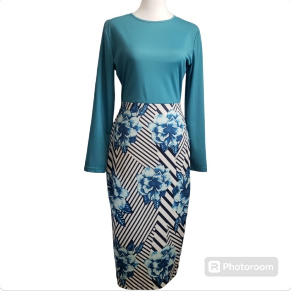 UNBRANDED Dresses & Skirts - Woman's Long Sleeve Business Bodycon Work Pencil Dress - Size L